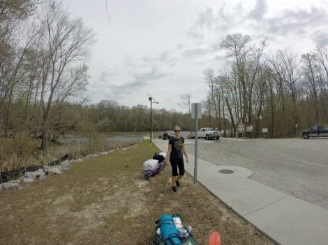 Lauren and the boats at the launch.